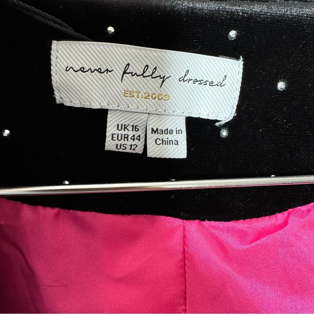 Never Fully Dressed Black Velvet Jacket with Pink Lining - Picture 9 of 13